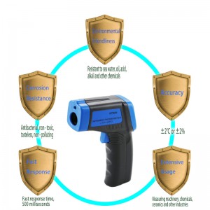 Přizpůsobený modrý černý infračervený teploměr 600 stupňový test pro průmyslové použití
