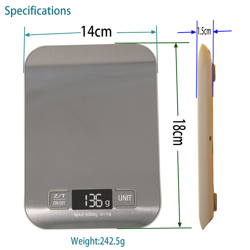 Elektronická LED digitální kuchyňská váha potravinová strava Poštovní váhy Váha